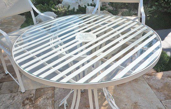 Tischplatte aus Sicherheitsglas vom Gartentisch Côte d´Azur, stoßfest, schlagfest, biegsam und unverwüstlich