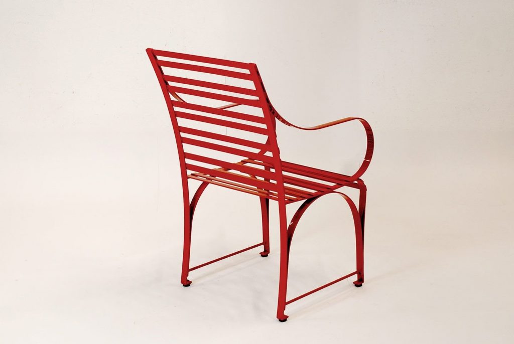 wetterfester, filigraner Gartensessel aus Edelstahl, hohe Stabilität handerarbeitet zum attraktiven Preis in hochglanzpoliert