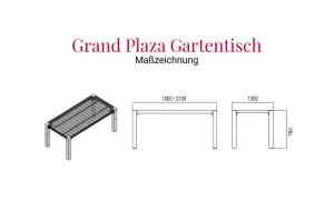 Grand Plaza Gartentisch Maßzeichnung