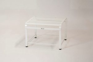 witterungsbeständiger Edelstahl Beistelltisch im modernen, gradlinigem Design für den Strand, die Terrasse und Wintergarten; Qualität in Handarbeit hergestellt