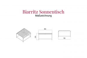 Maßzeichnung vom Biarritz Sonnentisch