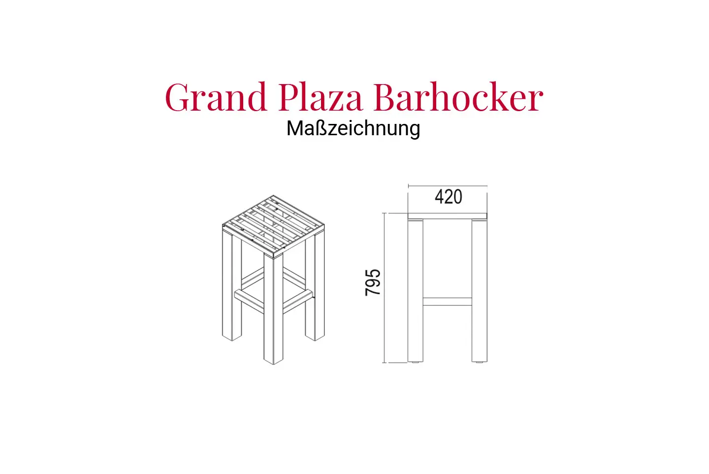 Maßzeichnung, Grand Plaza Barhocker