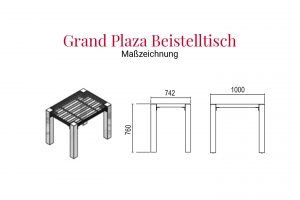 Maßzeichnung, Grand Plaza Beistelltisch