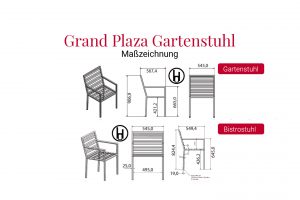 Grand Plaza Gartenstuhl Maßzeichnung