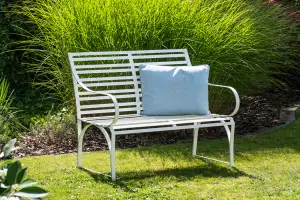Edle Nizza Gartenbank aus Edelstahl in weiss