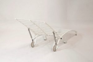 witterungsbeständig Edelstahl Sonnenliege für den Garten, Terrasse oder Strand, mit gewölbter Liegefläche, das ganze Jahr über benutzbar auch im Winter