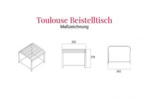 Maßzeichnung vom Toulouse Beistelltisch aus Edelstahl