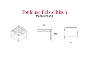 Maßzeichnung vom Toulouse Beistelltisch aus Edelstahl