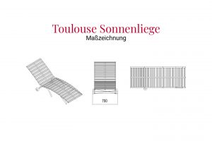 Maßzeichnung der Toulouse Sonnenliege aus Edelstahl