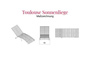 Maßzeichnung der Toulouse Sonnenliege aus Edelstahl