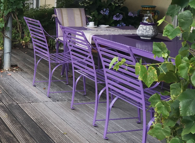 Nizza Edelstahl Stühle in aufregender lavendel Farbe