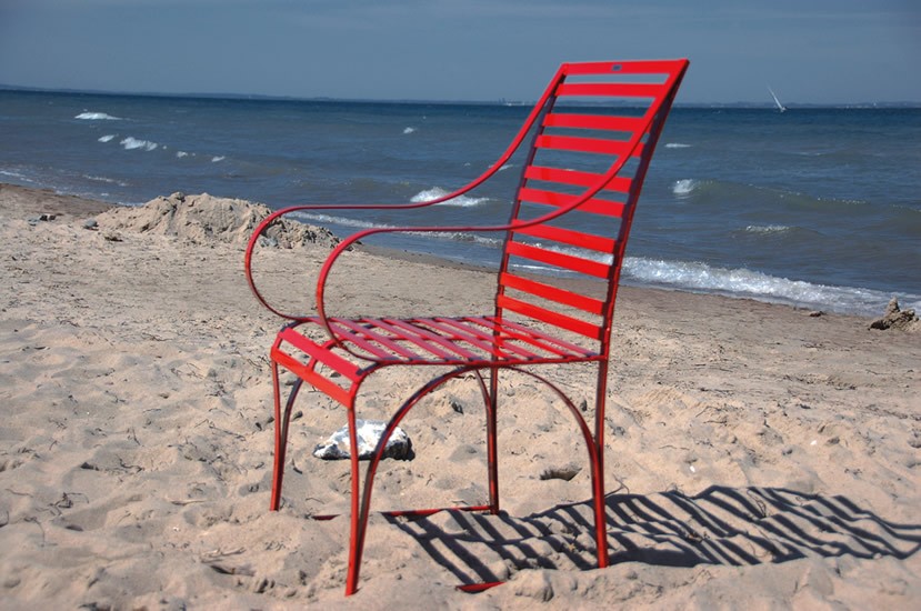 Roter Edelstahl Gartenstuhl Nizza