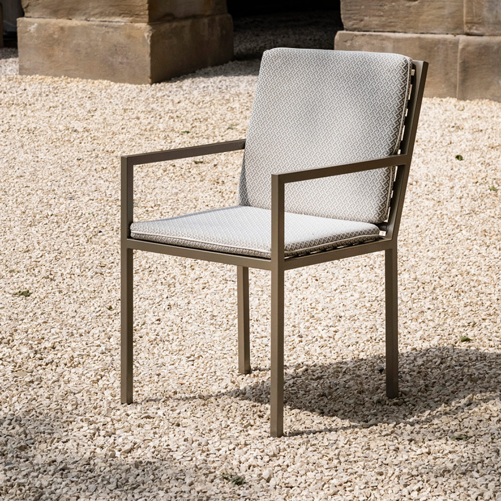 Edelstahl Gartenstuhl Grand Plaza beigebraun lackiert